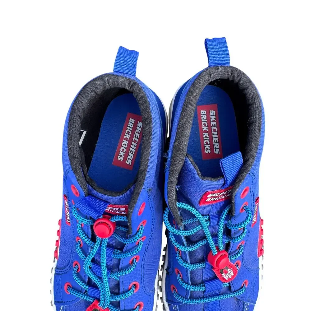 Skechers Kool Brick‎ Kicks Platform Shoes Sneaker Unisex Kids 4.5 Blue Mid Lego
